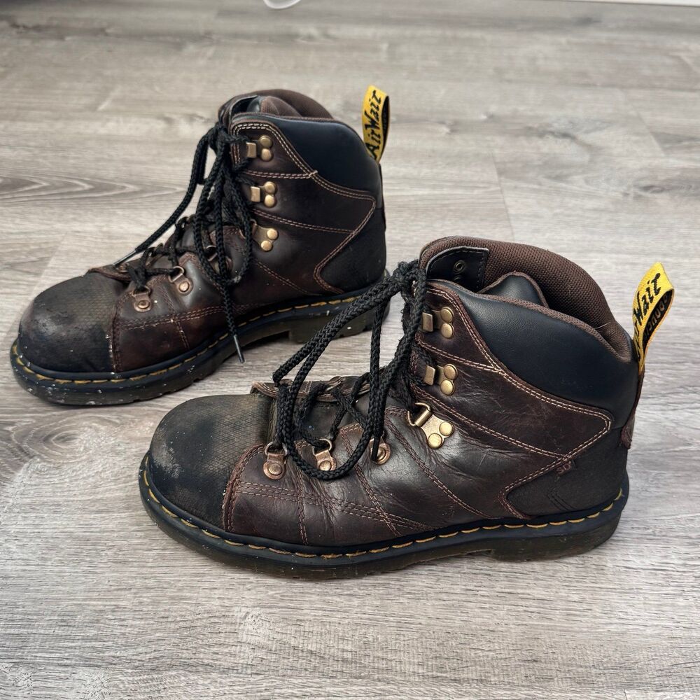 Dr. Martens Rawston SD Brown Leather Lace Up Steel Toe Combat Work Boots Mens 10